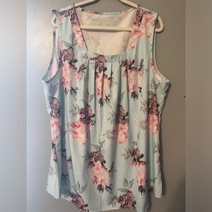 Tank top. Wide banded shoulders. Great for under a jacket or cardigan.